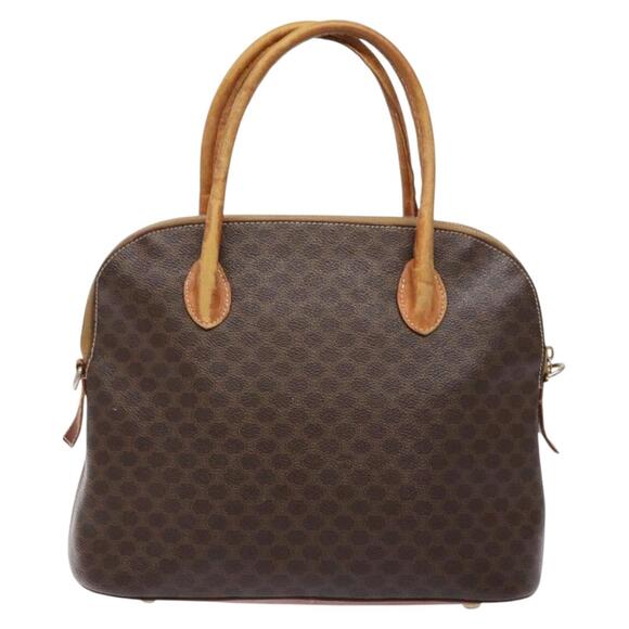 CELINE Macadam Canvas Hand Bag Pvc Leather Brown Gold - Picture 3 of 12